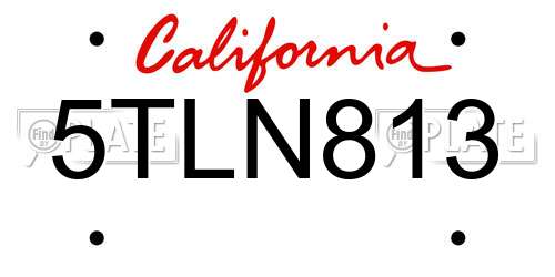 5TLN813 California License Plate
