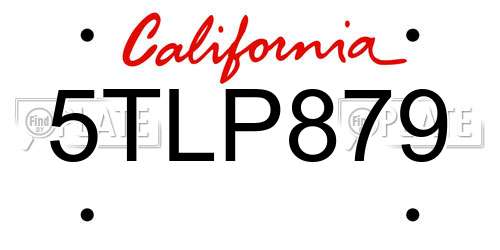 5TLP879 California License Plate