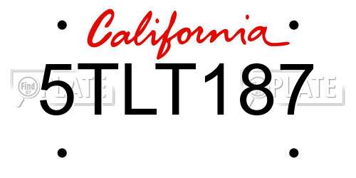 5TLT187 California License Plate