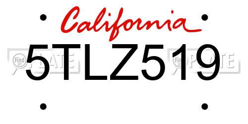 5TLZ519 California License Plate