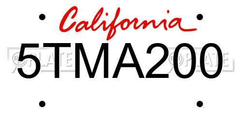 5TMA200 California License Plate