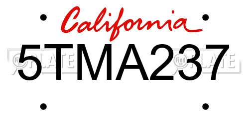 5TMA237 California License Plate