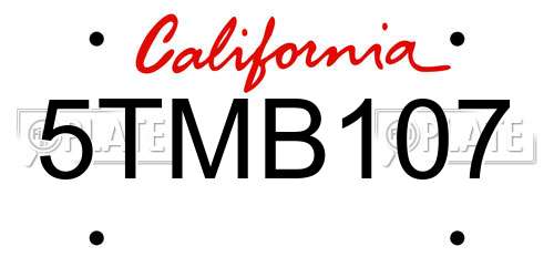 5TMB107 California License Plate