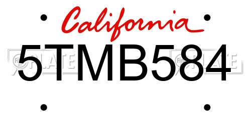 5TMB584 California License Plate