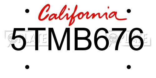 5TMB676 California License Plate
