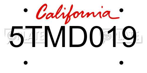 5TMD019 California License Plate