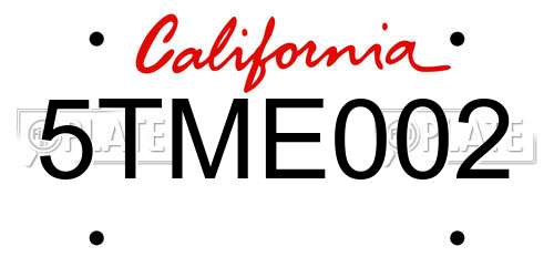 5TME002 California License Plate
