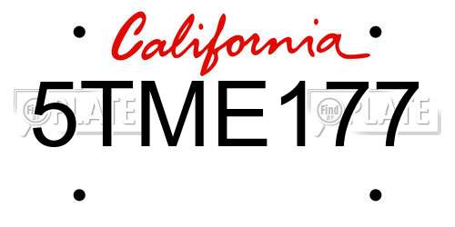 5TME177 California License Plate