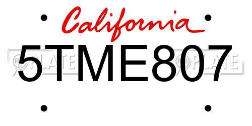 5TME807 California License Plate