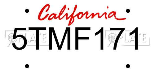 5TMF171 California License Plate