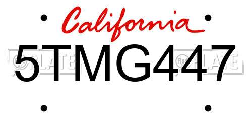 5TMG447 California License Plate
