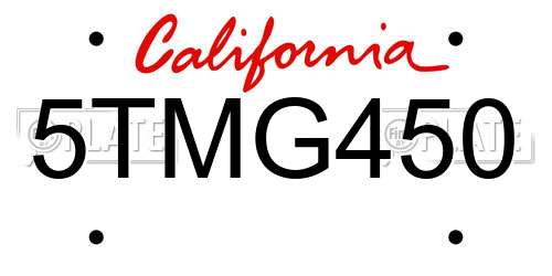 5TMG450 California License Plate
