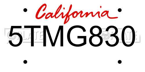 5TMG830 California License Plate