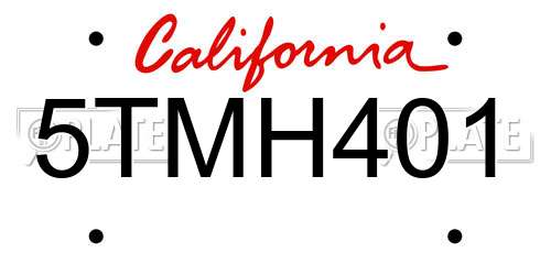 5TMH401 California License Plate