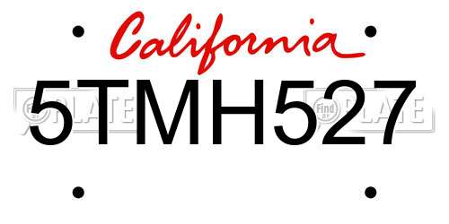 5TMH527 California License Plate