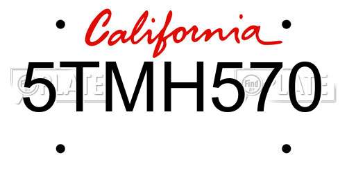 5TMH570 California License Plate