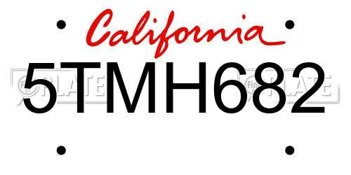 5TMH682 California License Plate