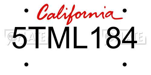 5TML184 California License Plate