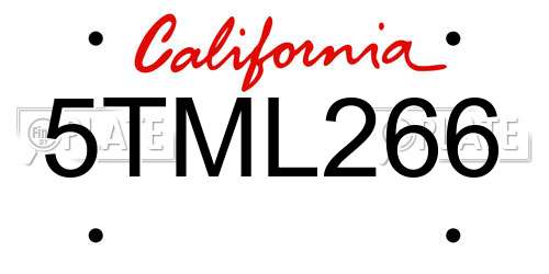 5TML266 California License Plate