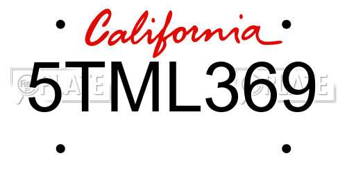 5TML369 California License Plate