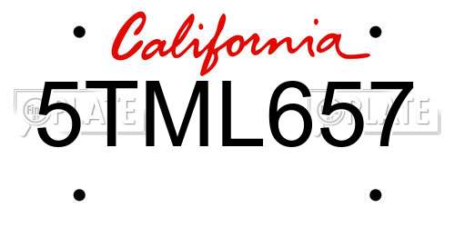 5TML657 California License Plate