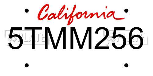 5TMM256 California License Plate
