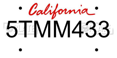 5TMM433 California License Plate