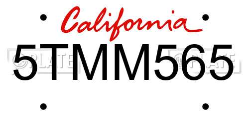 5TMM565 California License Plate
