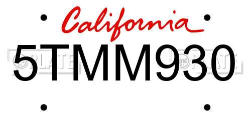 5TMM930 California License Plate