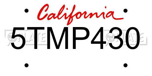 5TMP430 California License Plate