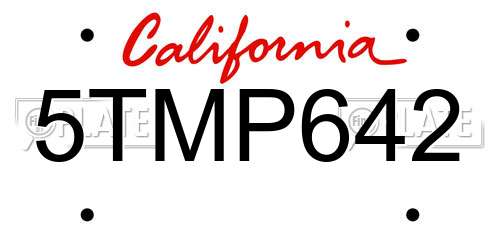 5TMP642 California License Plate