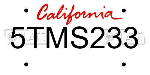 5TMS233 California License Plate
