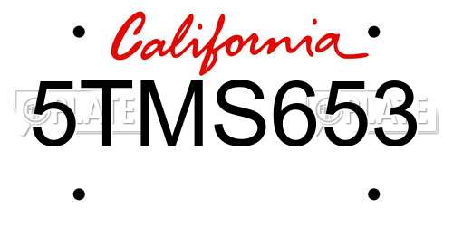 5TMS653 California License Plate