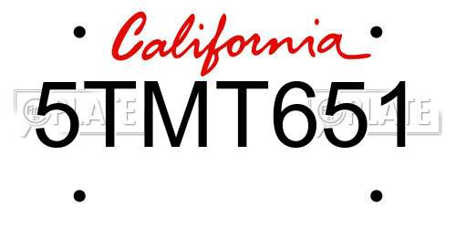 5TMT651 California License Plate