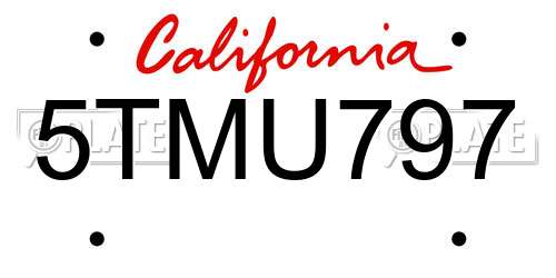 5TMU797 California License Plate