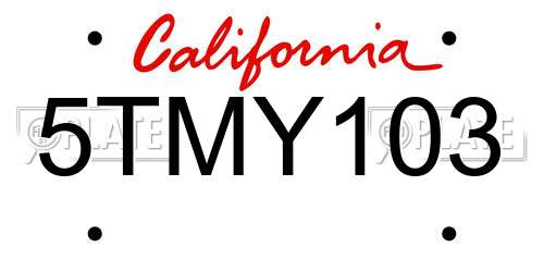 5TMY103 California License Plate