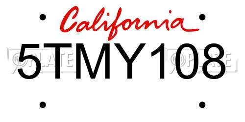 5TMY108 California License Plate