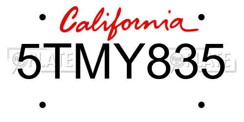 5TMY835 California License Plate