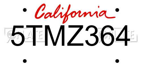 5TMZ364 California License Plate