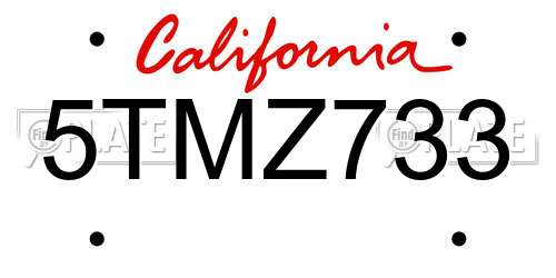 5TMZ733 California License Plate