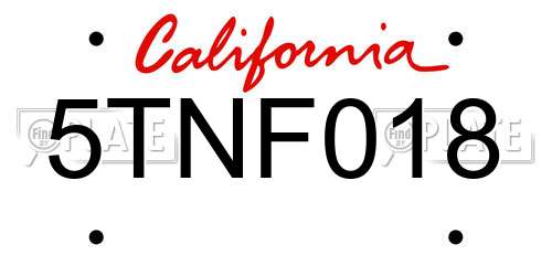 5TNF018 California License Plate