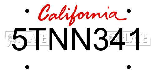 5TNN341 California License Plate