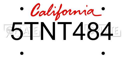 5TNT484 California License Plate