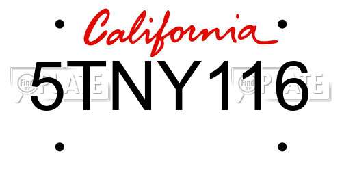 5TNY116 California License Plate