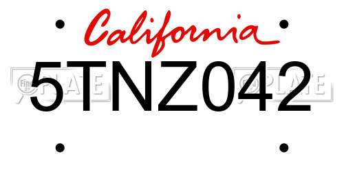 5TNZ042 California License Plate