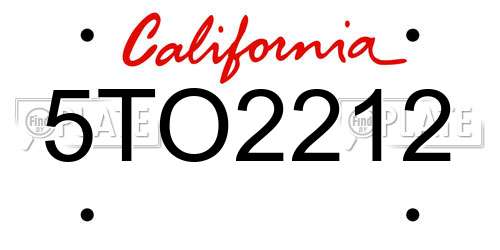 5TO2212 California License Plate