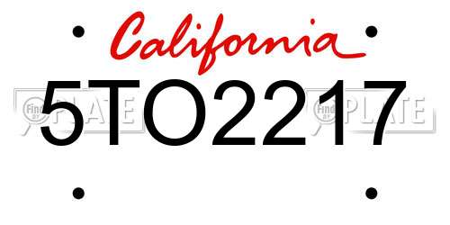 5TO2217 California License Plate