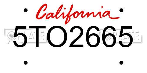 5TO2665 California License Plate