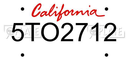 5TO2712 California License Plate