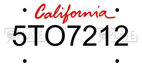 5TO7212 California License Plate